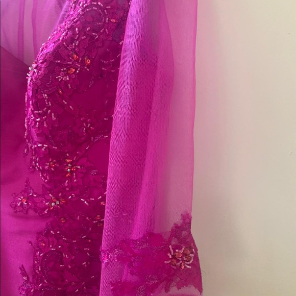 Hot Pink Fériani Couture Gown with Beautiful Lace and Beading - Picture 2 of 11